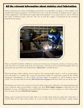 All the relevant information about stainless steel fabrication.