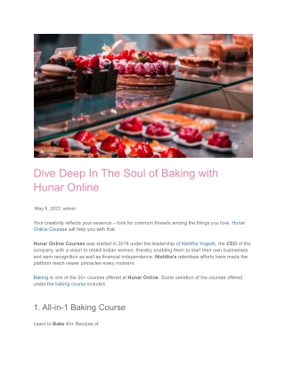 Dive Deep In The Soul of Baking with Hunar Online