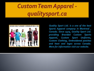 Custom Team Apparel - qualitysport.ca