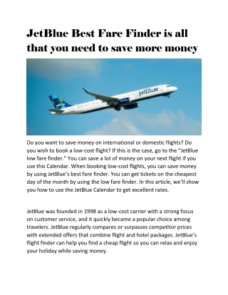 JetBlue Best Fare Finder is all that you need to save more money