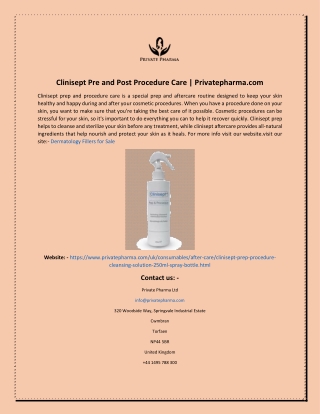 Clinisept Pre and Post Procedure Care  Privatepharma