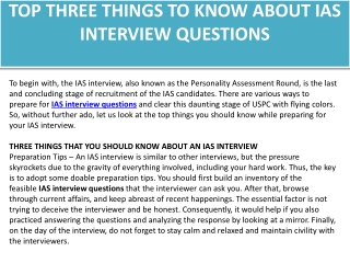 TOP THREE THINGS TO KNOW ABOUT IAS INTERVIEW