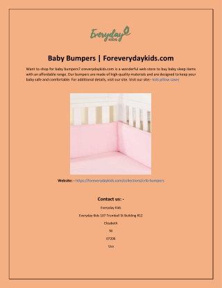 Baby Bumpers  Foreverydaykids