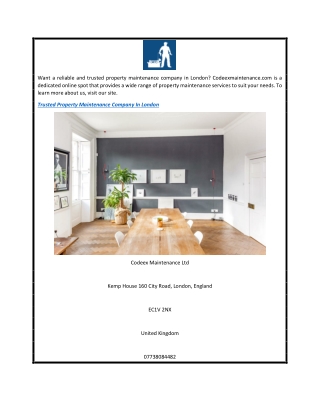 Trusted Property Maintenance Company In London  Codeexmaintenance.com