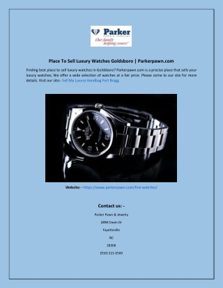 Place To Sell Luxury Watches Goldsboro  Parkerpawn