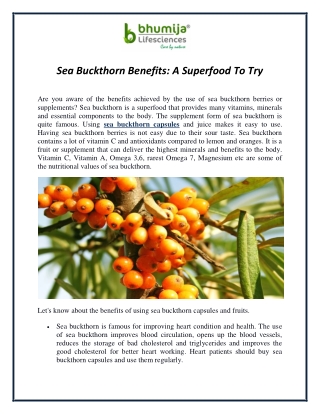 Sea Buckthorn Benefits A Superfood To Try