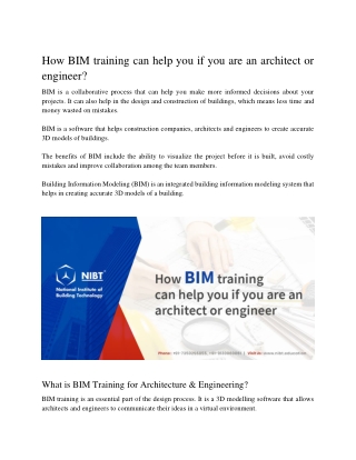 How BIM training can help you if you are an architect or engineer