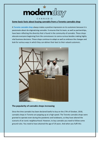 Some basic facts about buying cannabis from a Toronto cannabis shop