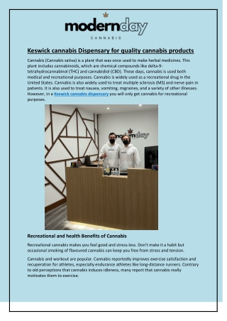 Keswick cannabis Dispensary for quality cannabis products