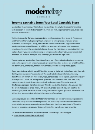 Toronto cannabis Store: Your Local Cannabis Store