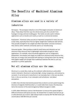 The Benefits of Machined Aluminum Alloy_20220508150249