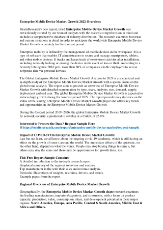 Overview on Enterprise Mobile Device Market Growth 2022 Future Scope and Price