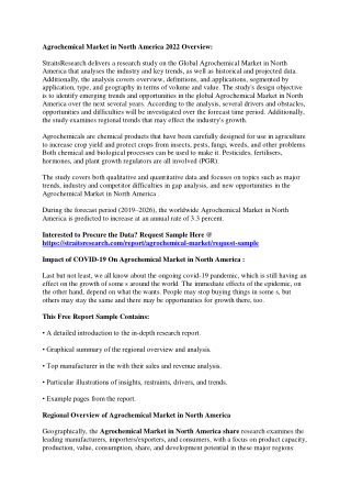 Big Boom in Agrochemical Market in North America , Scope and Price Analysis of T