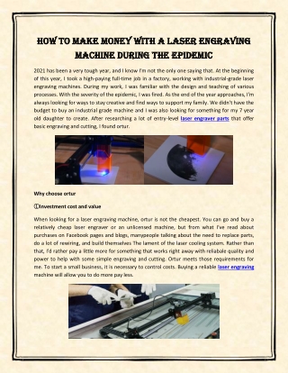 How to make Money with a Laser Engraving Machine During the Epidemic
