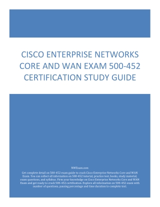 Cisco Enterprise Networks Core and WAN Exam 500-452 Certification Study Guide