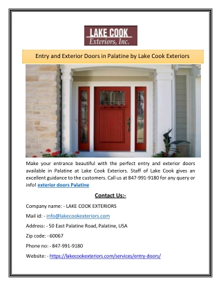 Entry and Exterior Doors in Palatine by Lake Cook Exteriors