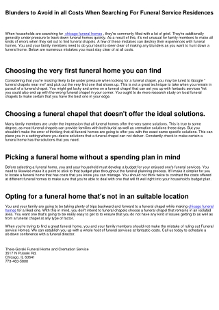 Blunders to Avoid in any way Prices When Trying To Find Funeral Homes