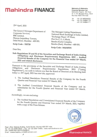 mahindrafinance covering letter