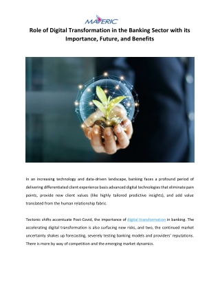 Role of Digital Transformation in the Banking Sector with its Importance, Future, and Benefits
