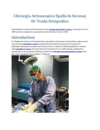 Chirurgia Artroscopica Spalla In Savona Dr Trada Ortopedico