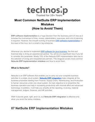 Most Common NetSuite ERP Implementation Mistakes