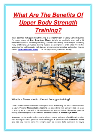 What Are The Benefits Of Upper Body Strength Training