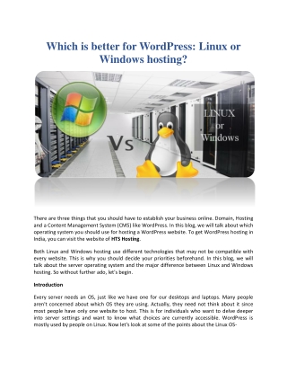 Which is better for WordPress: Linux or Windows hosting?