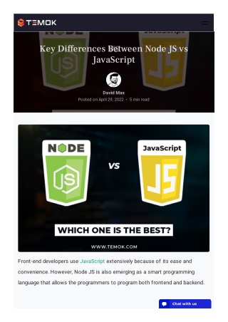 Key Differences Between Node JS vs JavaScript