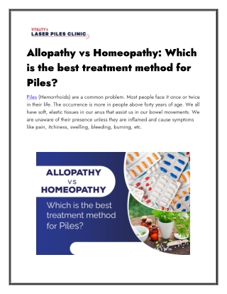 Allopathy vs Homeopathy Which is the best treatment method for Piles