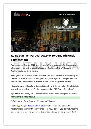 Rome Summer Festival 2022