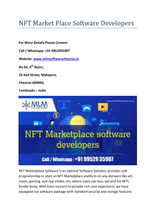 NFT Market Place software developers