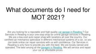 What documents do I need for MOT 2021_