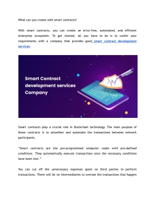 What can you create with smart contracts