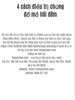 4 cách điều trị chứng đổ mồ hôi đêm