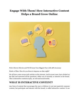 Engage With Them! How Interactive Content Helps a Brand Grow Online