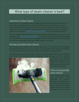 What type of steam cleaner is best