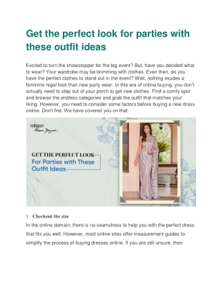 Get the perfect look for parties with these outfit ideas