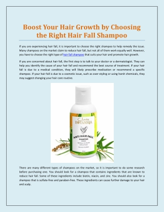 Boost Your Hair Growth by Choosing the Right Hair Fall Shampoo