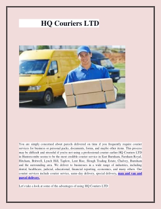 Immediate Courier Service in Huntercombe