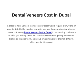Dental Veeners Cost in Dubai