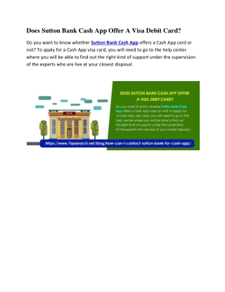 Does Sutton Bank Cash App Offer A Visa Debit Card?