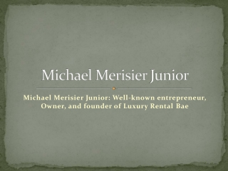 Michael Merisier Junior Well-known entrepreneur, Owner, and founder of Luxury Rental Bae