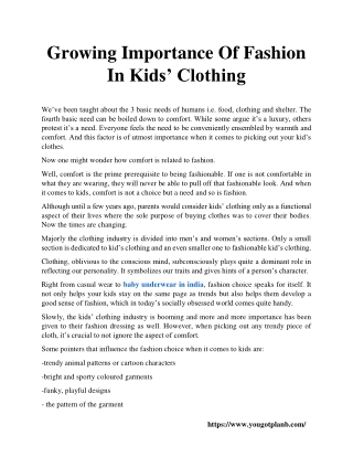 Growing Importance Of Fashion In Kids’ Clothing