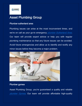 Plumber In Sutherland Area, Sydney