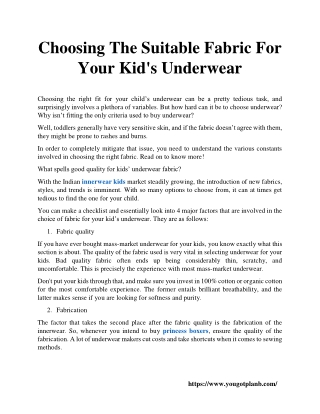 Choosing The Suitable Fabric For Your Kid's Underwear