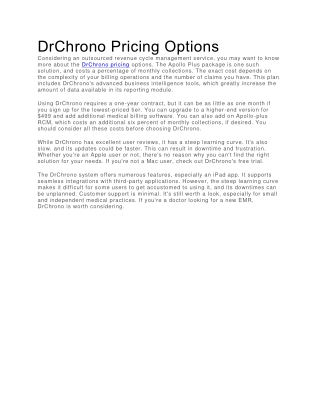 DrChrono Pricing Options