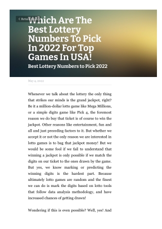 Which Are The Best Lottery Numbers To Pick In 2022 For Top Games In USA