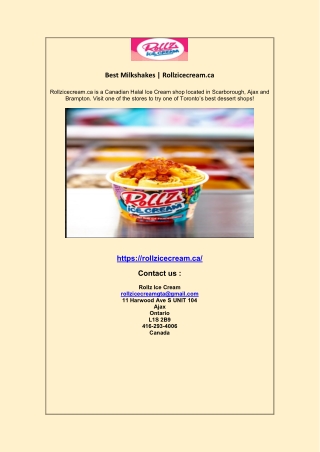 Best Milkshakes | Rollzicecream.ca