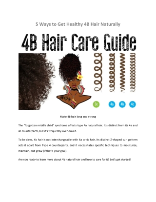 5 Ways to Get Healthy 4B Hair Naturally