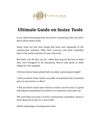 Ultimate Guide on Insize Tools